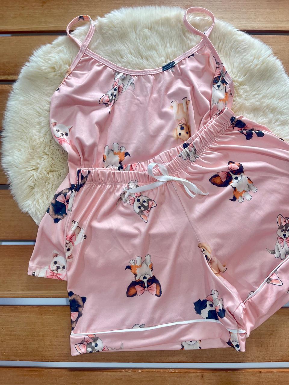 Pijama alça cachorrinho rosa G