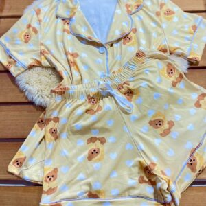 Pijama Americano curto urso marrom