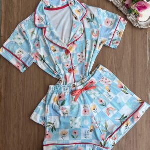 Pijama americano curto flores GG