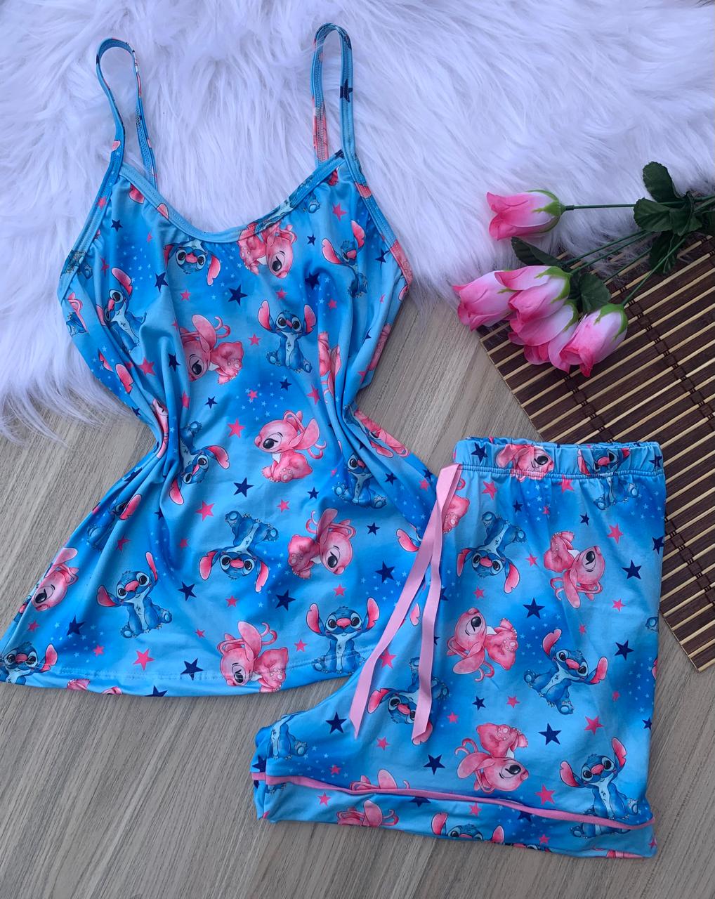 Pijama Alça Curto Lilo Stitch