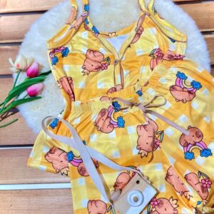 Pijama alça curto capivara Amarelo