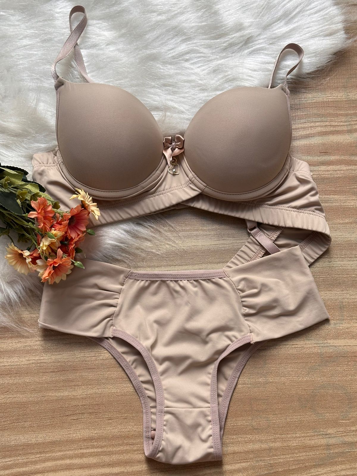 Conjunto lingerie confort bege P