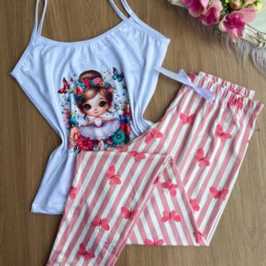 Pijama longo Menina Borboleta