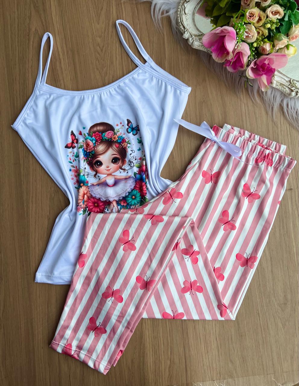 Pijama longo Menina Borboleta