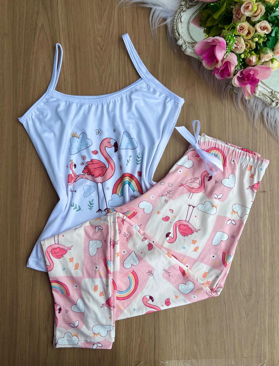 Pijama longo flamingo