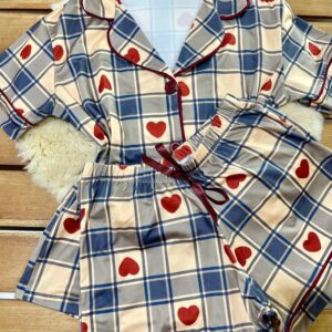 Pijama Americano xadrex coração GG