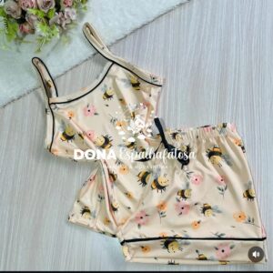 Pijama alça curto abelha